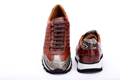 London Stil Hakiki Piton & Geyik Derisi Handmade Erkek Casual Ayakkabı