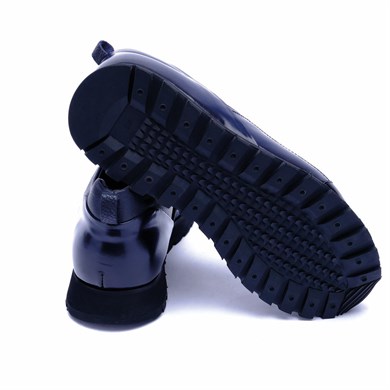 Madrid Stil Hakiki Deri Handmade Lacivert Erkek Sneaker Ayakkabı