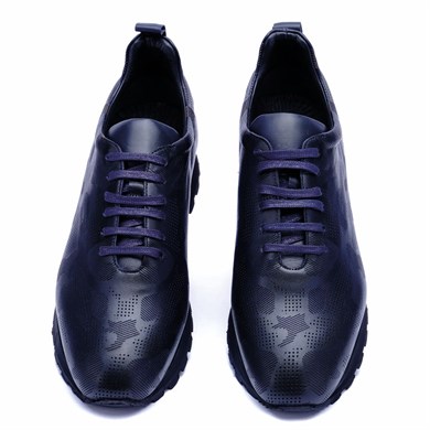 Milano Stil Hakiki Deri Handmade Lacivert Erkek Sneaker Ayakkabı
