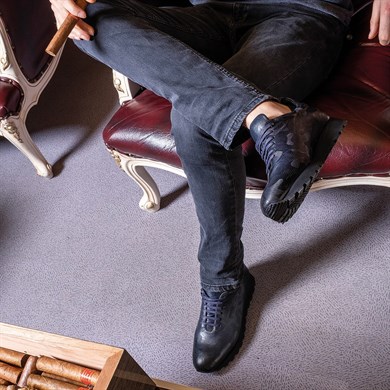 Milano Stil Hakiki Deri Handmade Lacivert Erkek Sneaker Ayakkabı