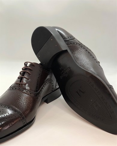 Milano Stil Hakiki Geyik & Buffalo Derisi Handmade Erkek Klasik Ayakkabı