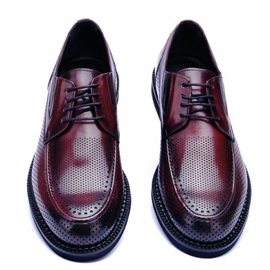 NYC Stil Hakiki Bufalo Derisi Klasik Bordo Erkek Ayakkabı